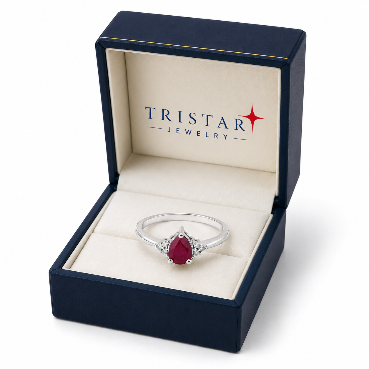White Gold Ruby & Diamond Ring