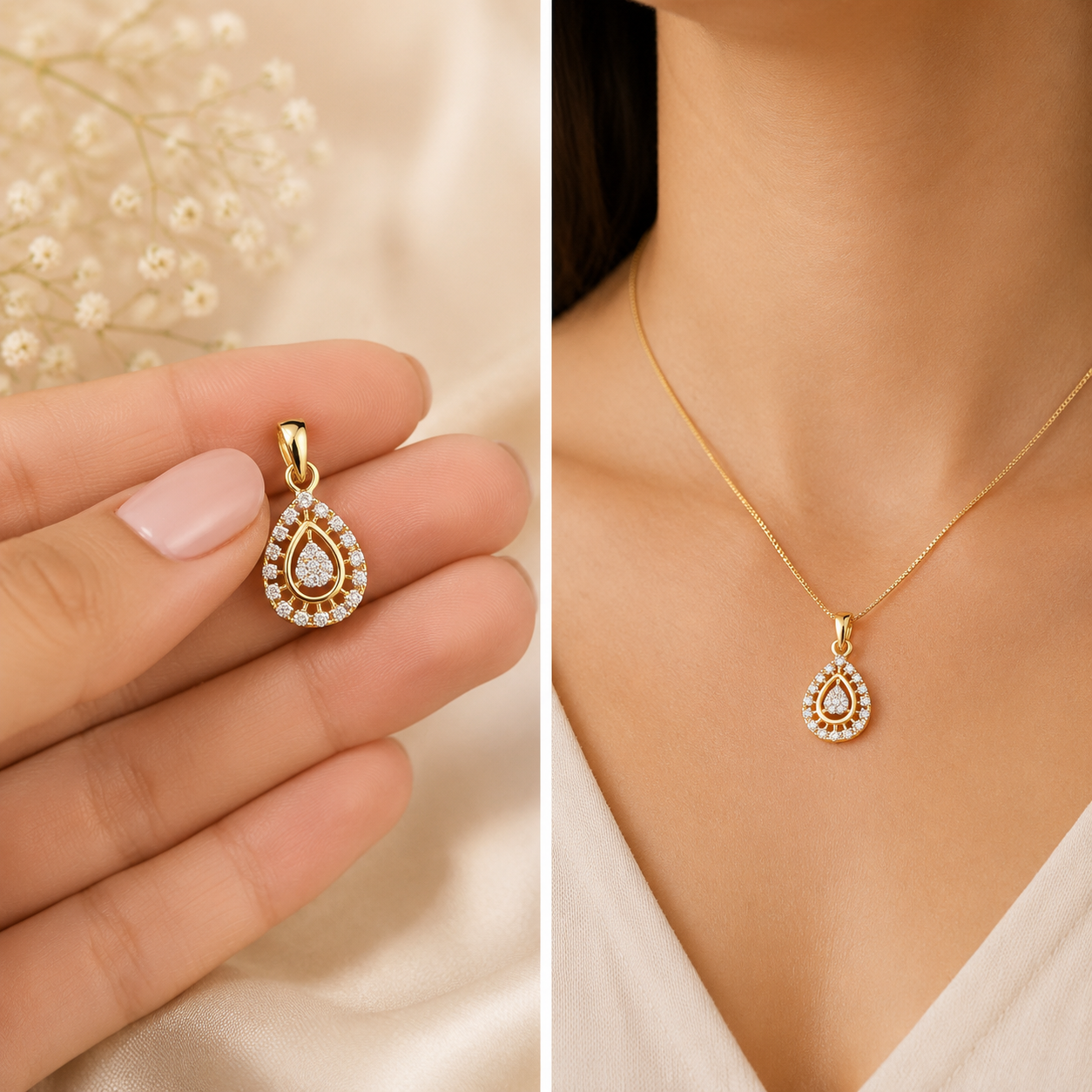 Silver Gold-Plated Pendant Set