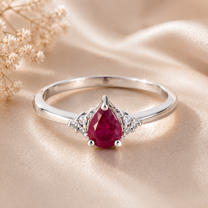 White Gold Ruby & Diamond Ring