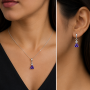 10K Gold Amethyst Diamond Pendant Set