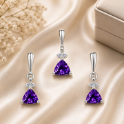 10K Gold Amethyst Diamond Pendant Set