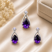 Natural Amethyst Gemstone 10K Gold Set