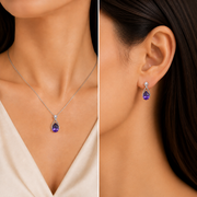 Natural Amethyst Gemstone 10K Gold Set