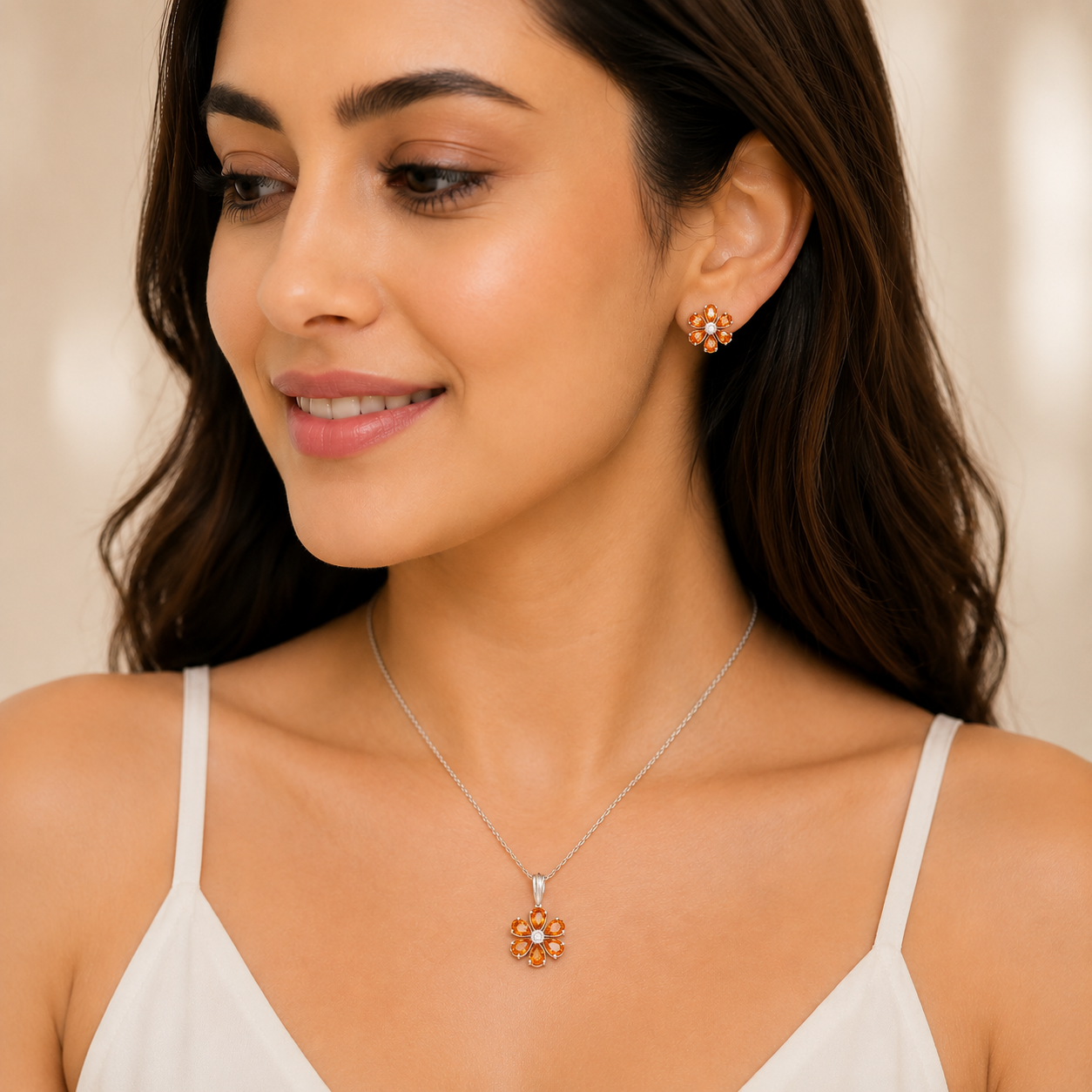 Gold Citrine Jewelry Set