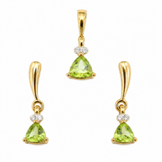 Natural Peridot Gemstone 10K Gold Set