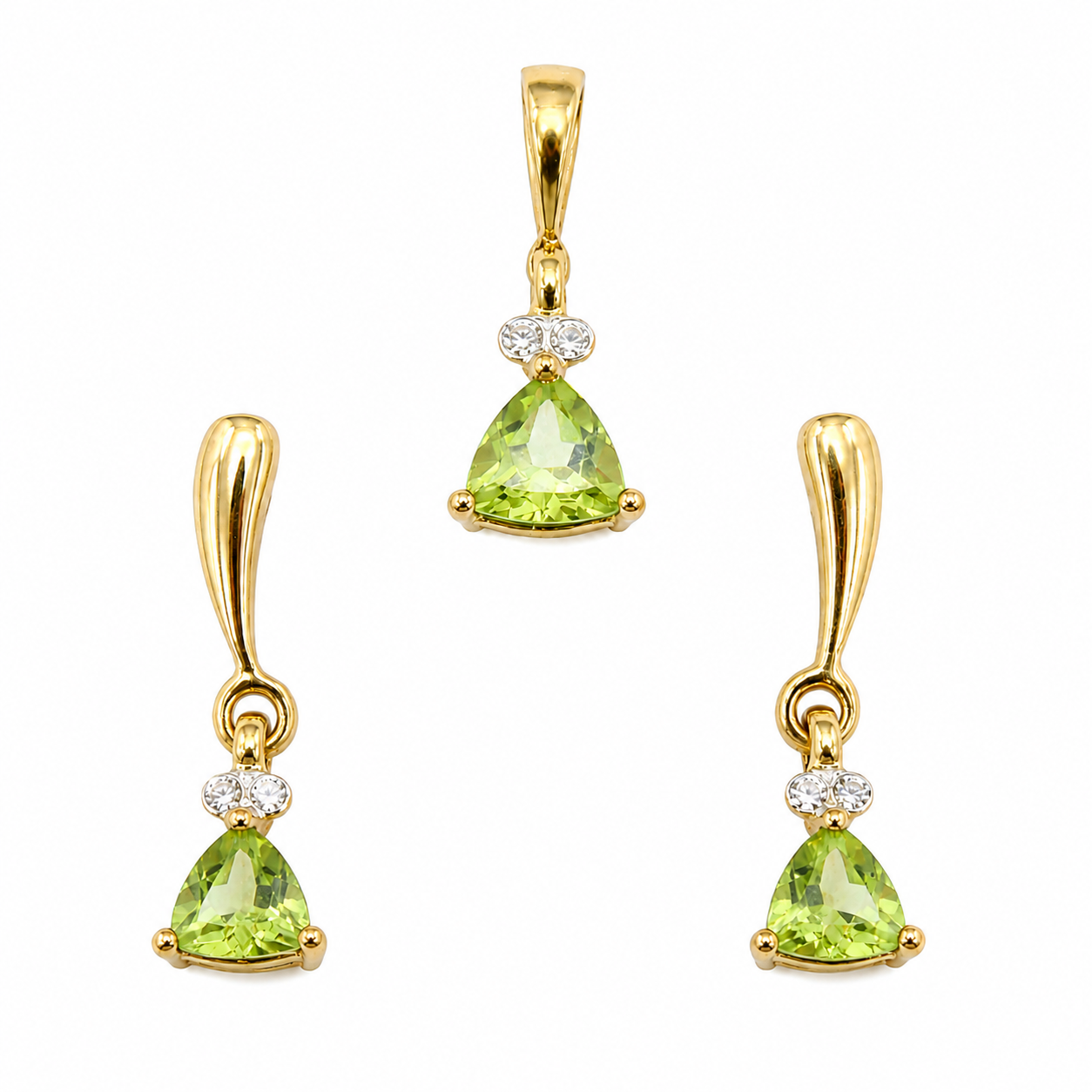 Natural Peridot Gemstone 10K Gold Set