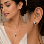 White Gold Heart Pendant Set