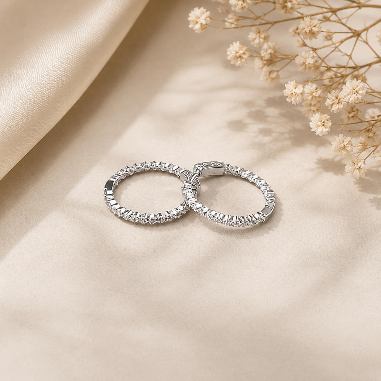 Silver CZ Hoop Earrings
