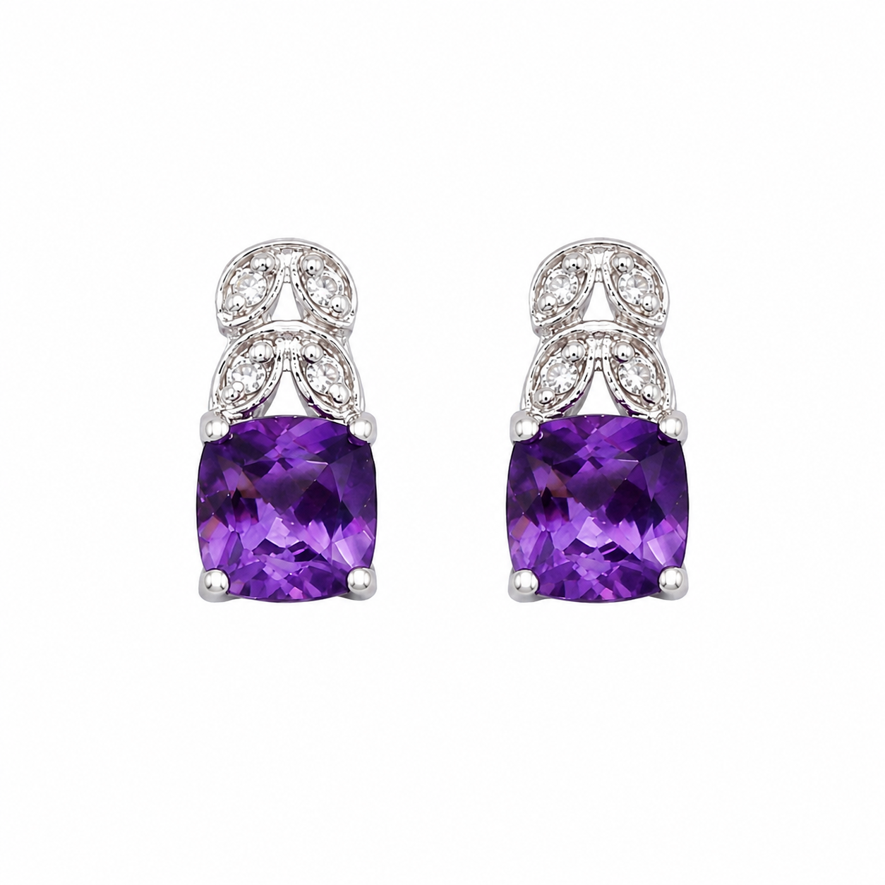 Gold Amethyst Diamond Pendant Set