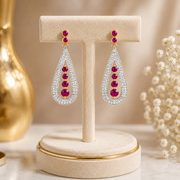18K Gold Ruby Diamond Earrings