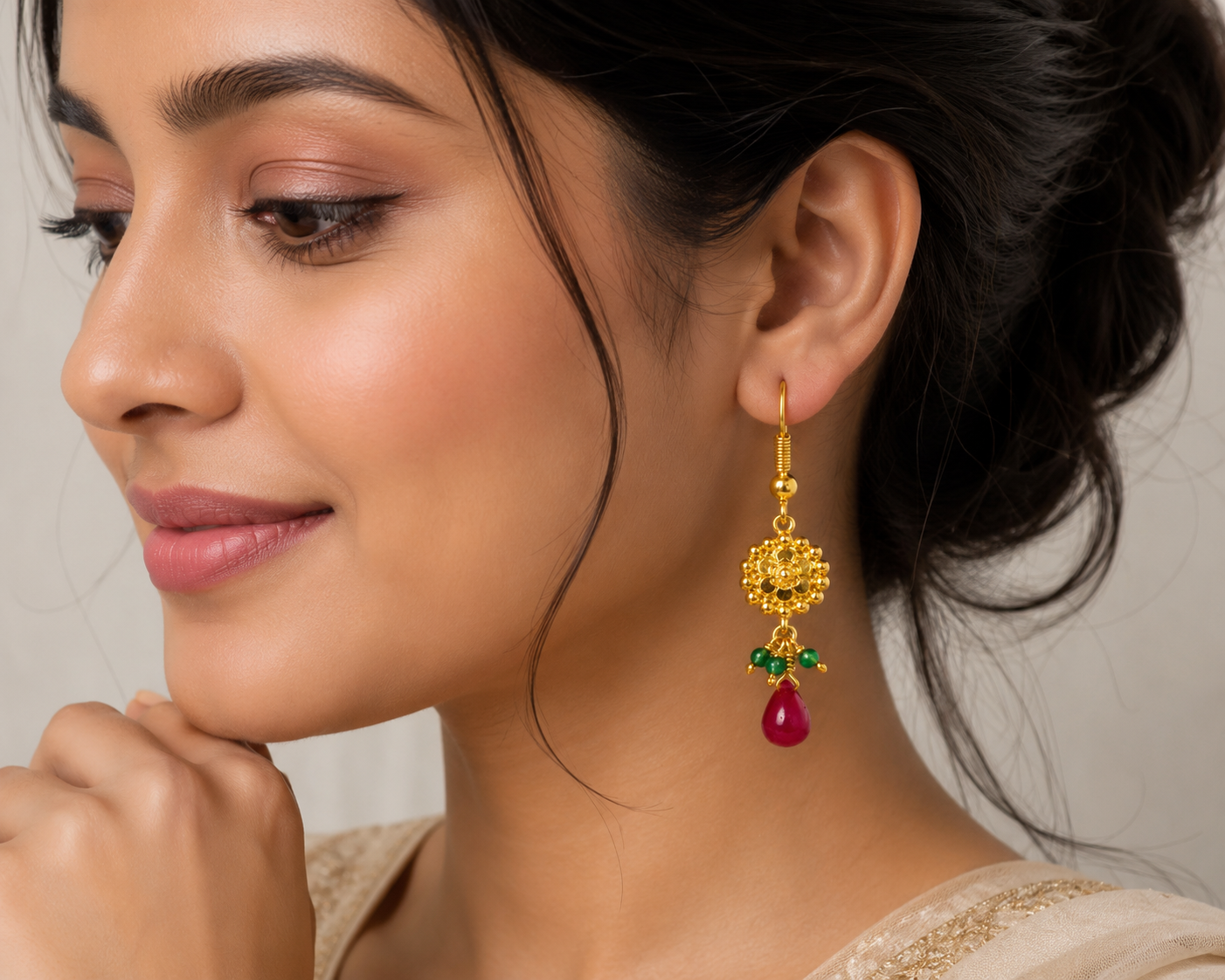 22K Handmade Luxury Traditional Gold Earrings