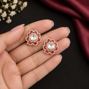 Silver Handmade Polki Ear Studs