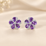 Purple Amethyst Flower Jewelry Set