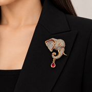 Elephant Gemstone Unisex Brooch