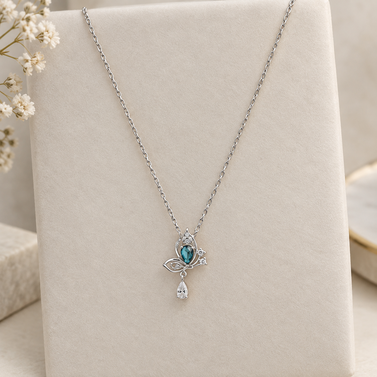 Turquoise Blue Butterfly Necklace