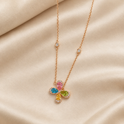 Multi Gemstone Rose Gold Necklace