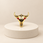 Gold Plated Bull Skull Brooch Pin