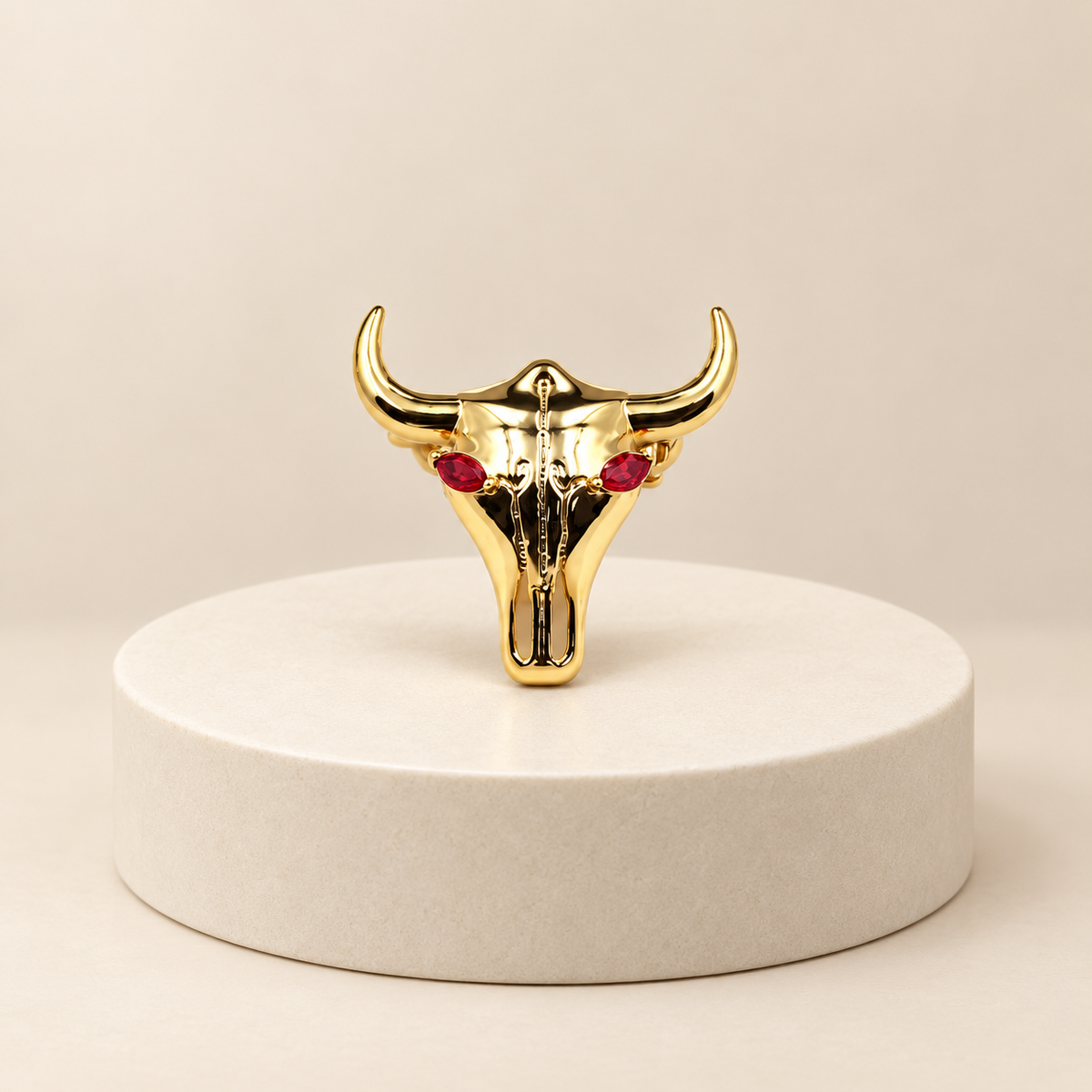 Gold Plated Bull Skull Brooch Pin