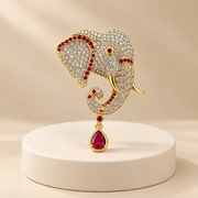 Elephant Gemstone Unisex Brooch