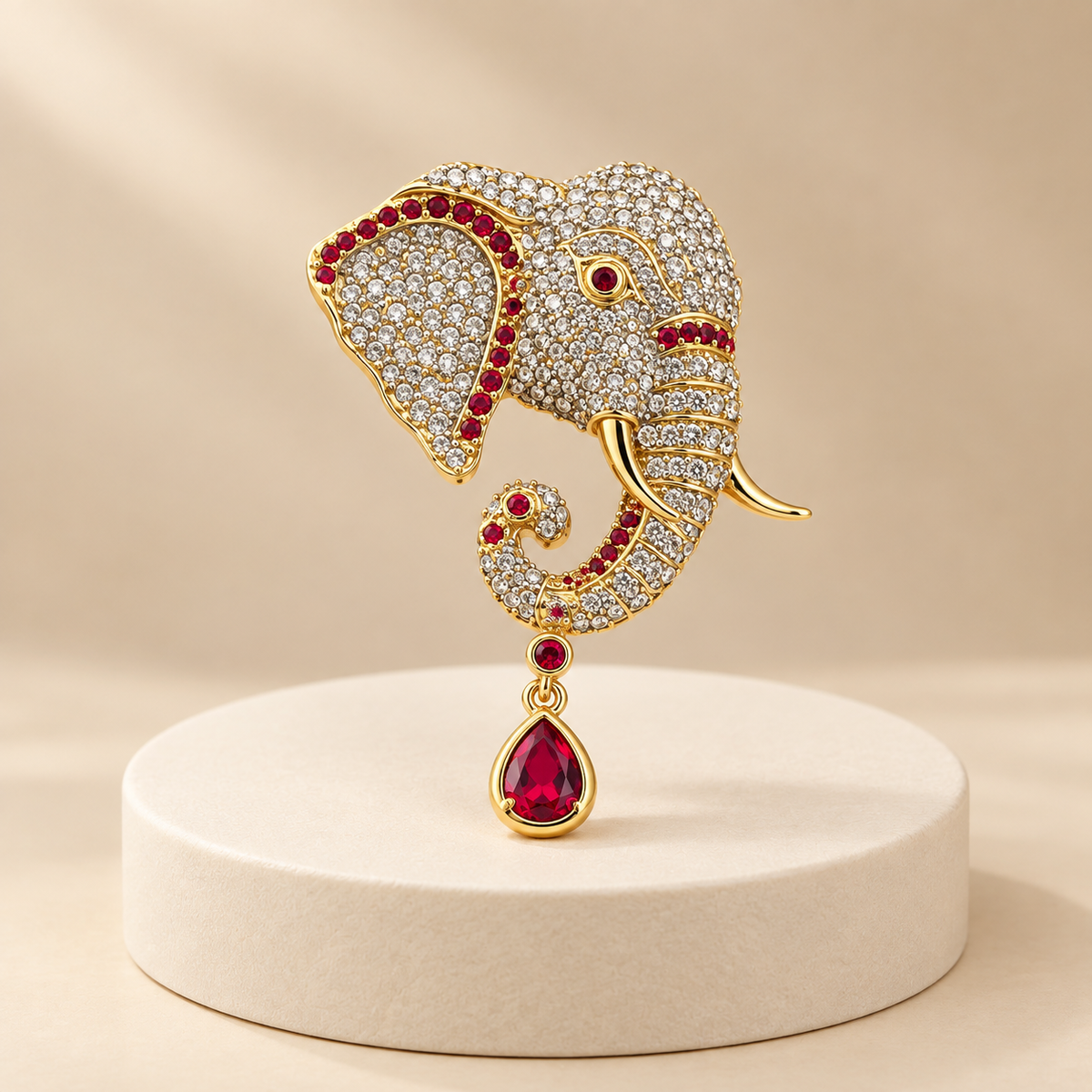 Elephant Gemstone Unisex Brooch