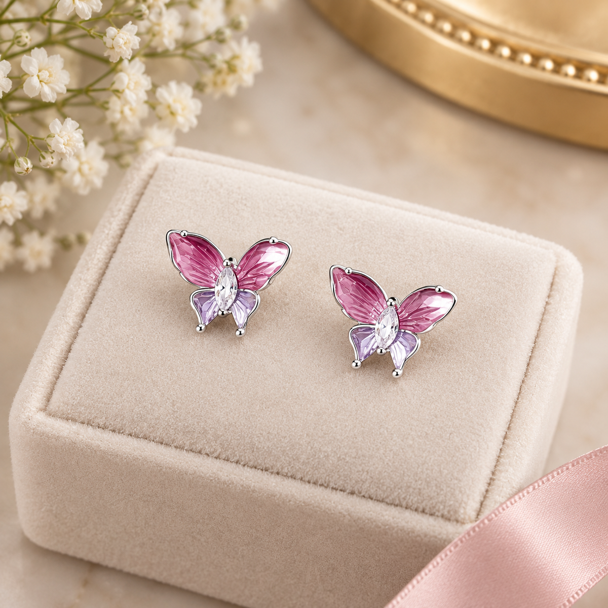 Butterfly Enamel Stud Earrings