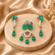 Luxury Carved Gemstone Diamond Jewelry Set