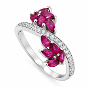 10K Gold Natural Ruby & Cubic Zirconia Ring