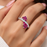 10K Gold Natural Ruby & Cubic Zirconia Ring