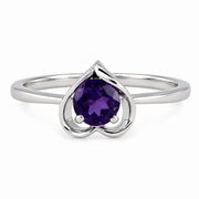 10K Gold Amethyst Heart Shape Ring