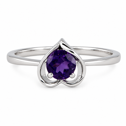 10K Gold Amethyst Heart Shape Ring