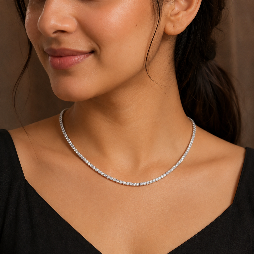 14K Gold Lab Grown Diamond Tennis Necklace