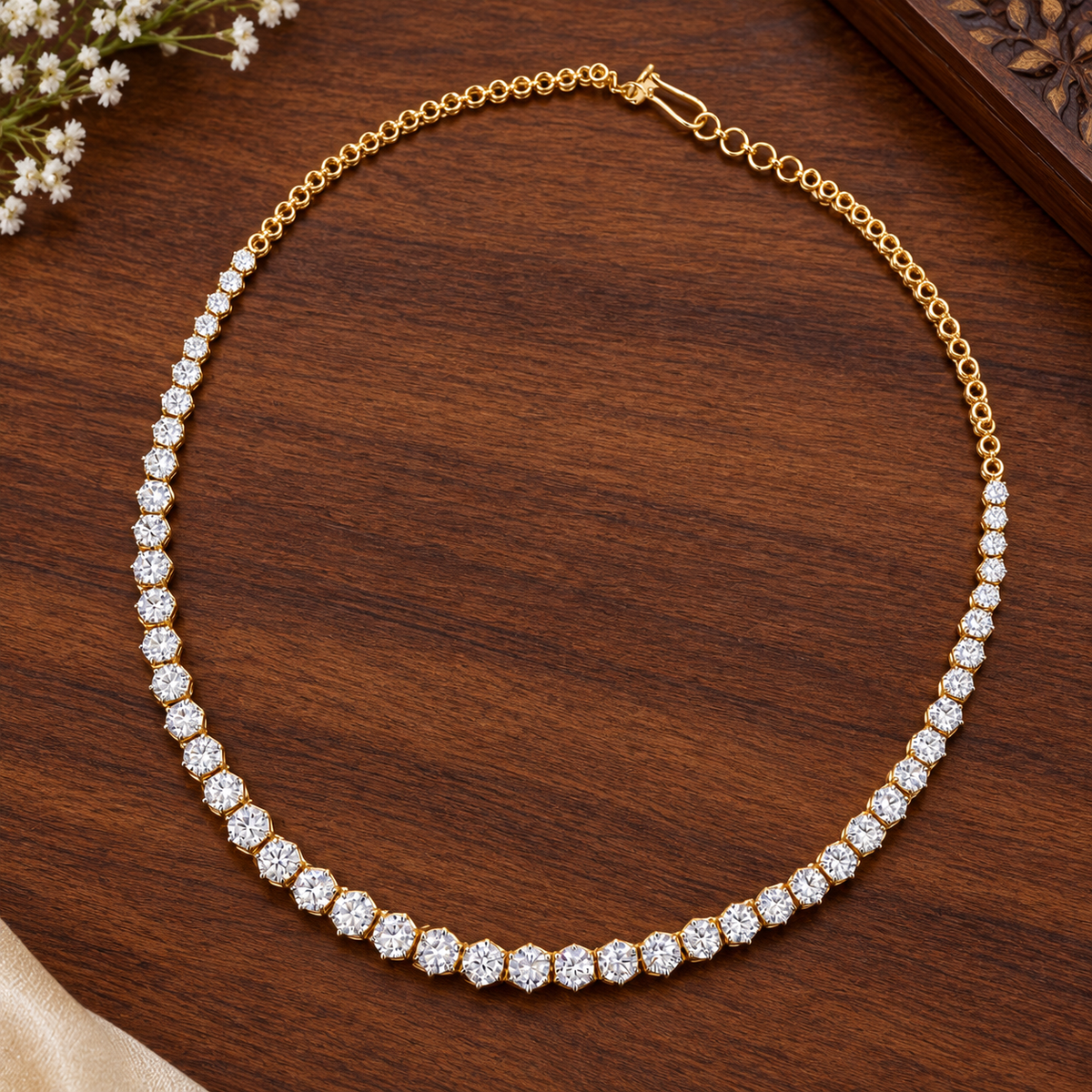 Luxury Gold Diamond Tennis Necklace