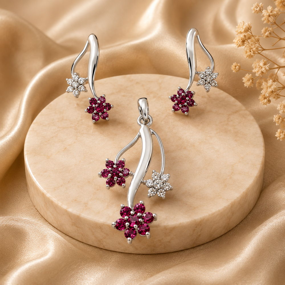 Exquisite Floral Pendant Set