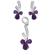 925 Sterling Silver Purple Floral Set