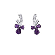 925 Sterling Silver Purple Floral Set