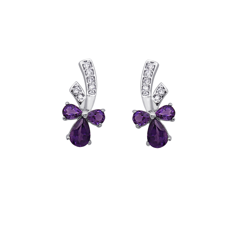 925 Sterling Silver Purple Floral Set