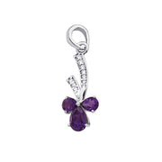 925 Sterling Silver Purple Floral Set