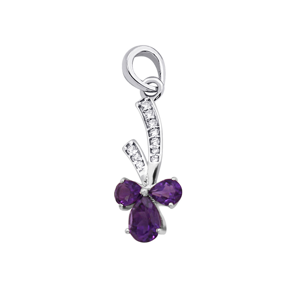925 Sterling Silver Purple Floral Set