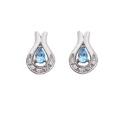 925 Sterling Silver Blue Teardrop Pendant Earrings Set