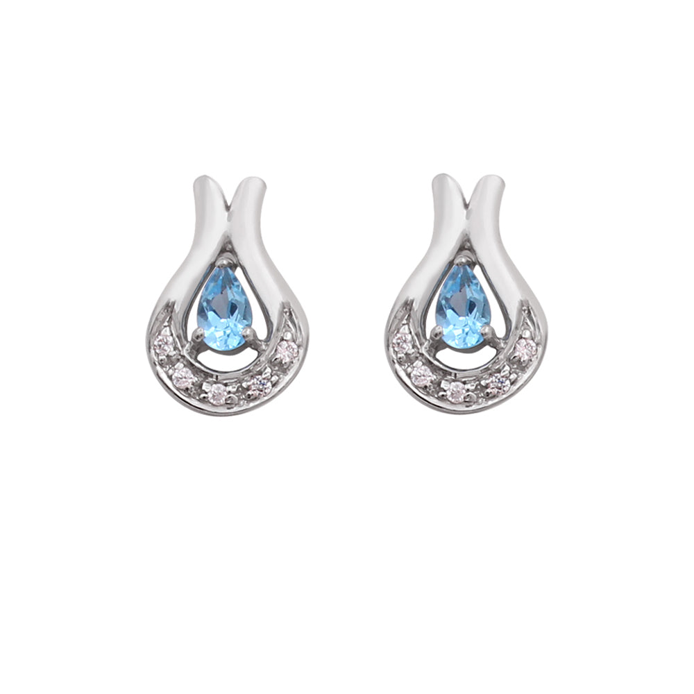 925 Sterling Silver Blue Teardrop Pendant Earrings Set