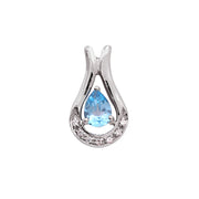 925 Sterling Silver Blue Teardrop Pendant Earrings Set