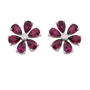 Silver Floral Pendant Earrings Set