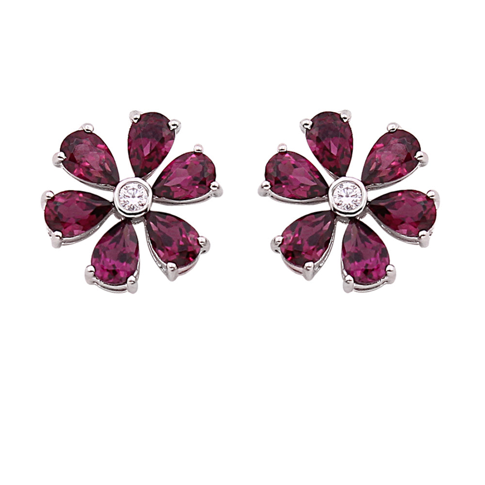 Silver Floral Pendant Earrings Set