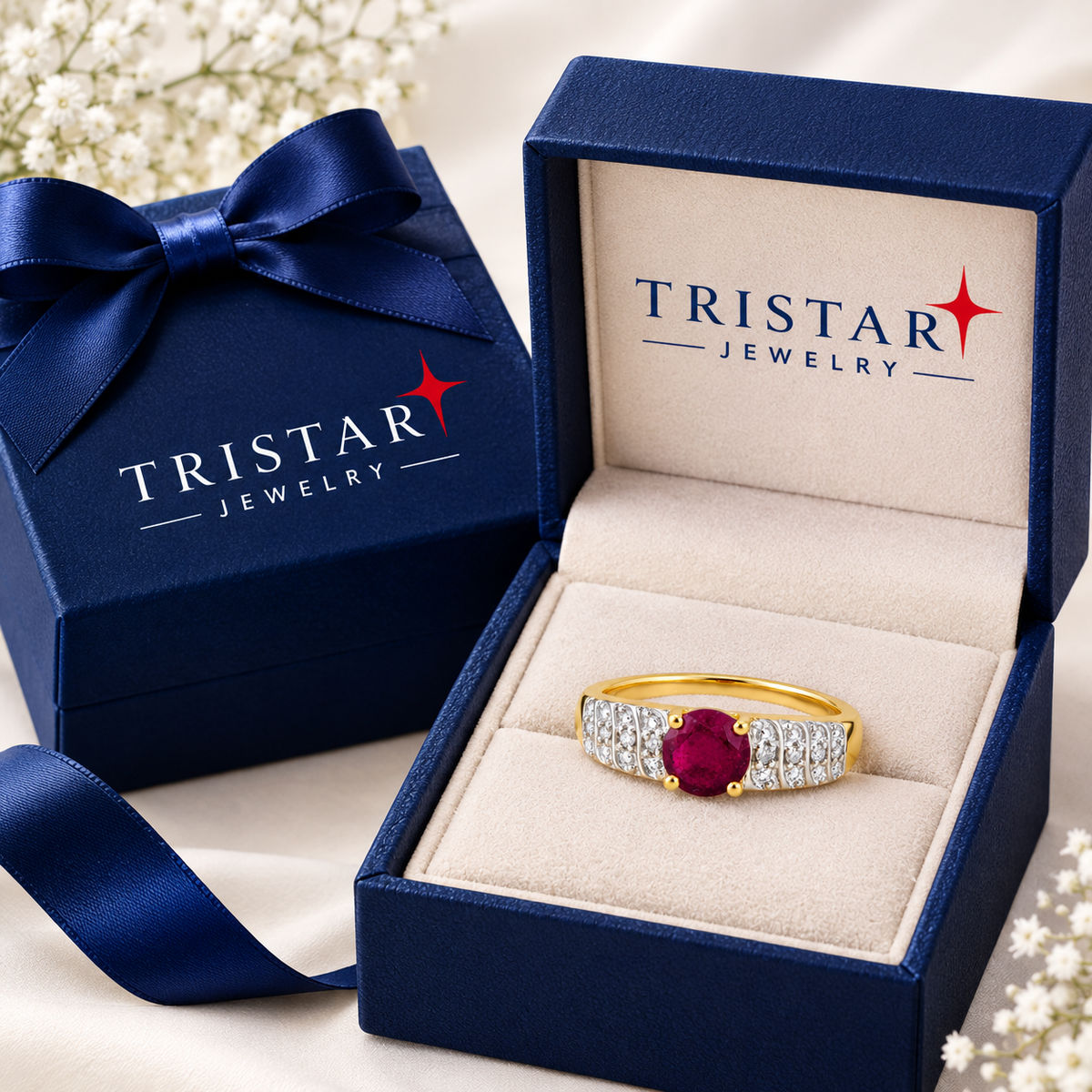 10K Gold Natural Ruby & Diamond Ring