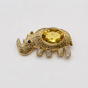 Rhinoceros Gemstone Brooch