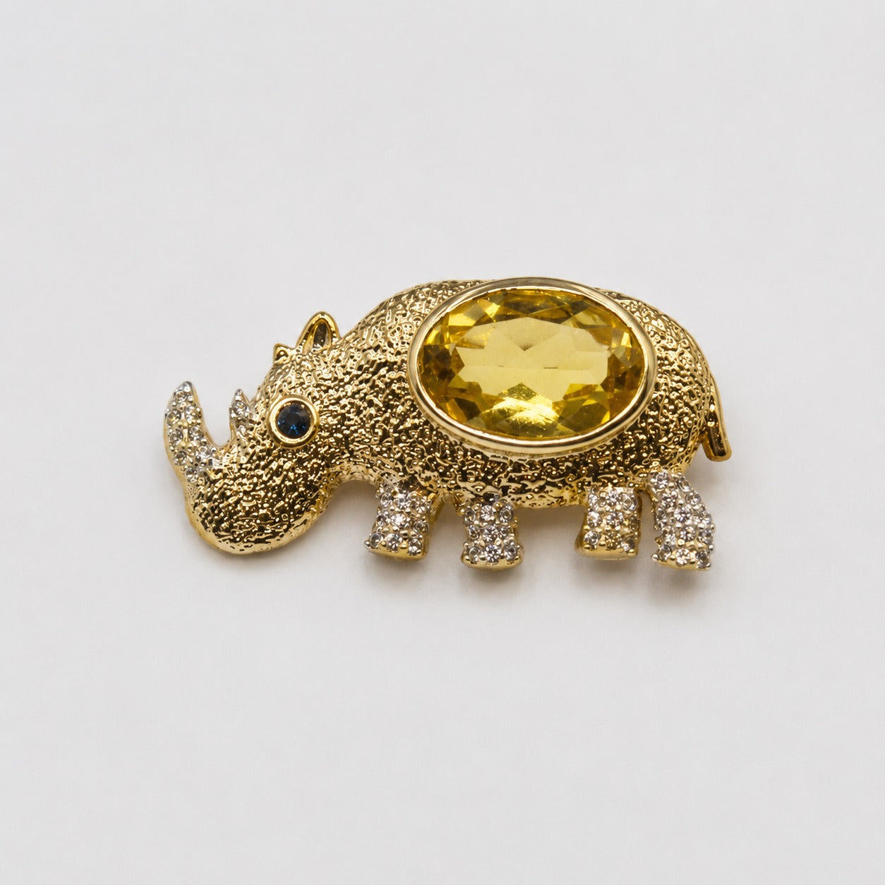Rhinoceros Gemstone Brooch