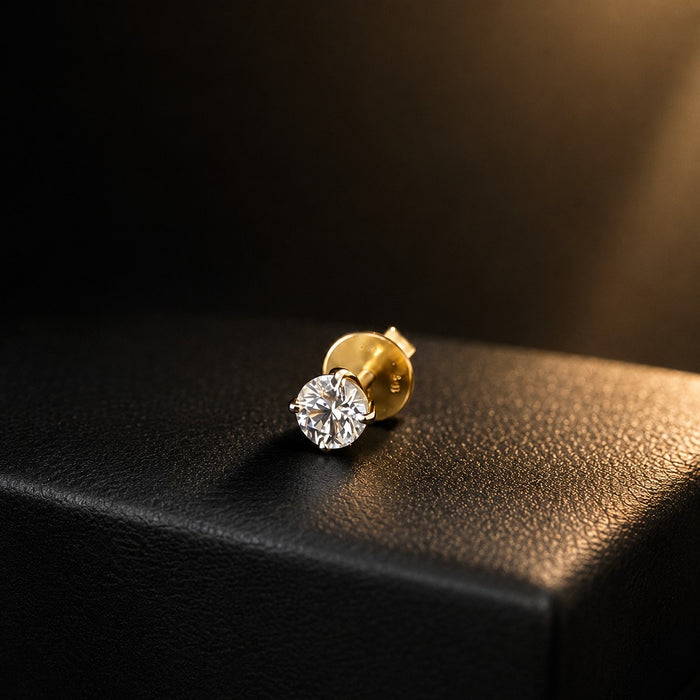 Men's Round Solitaire Diamond Stud