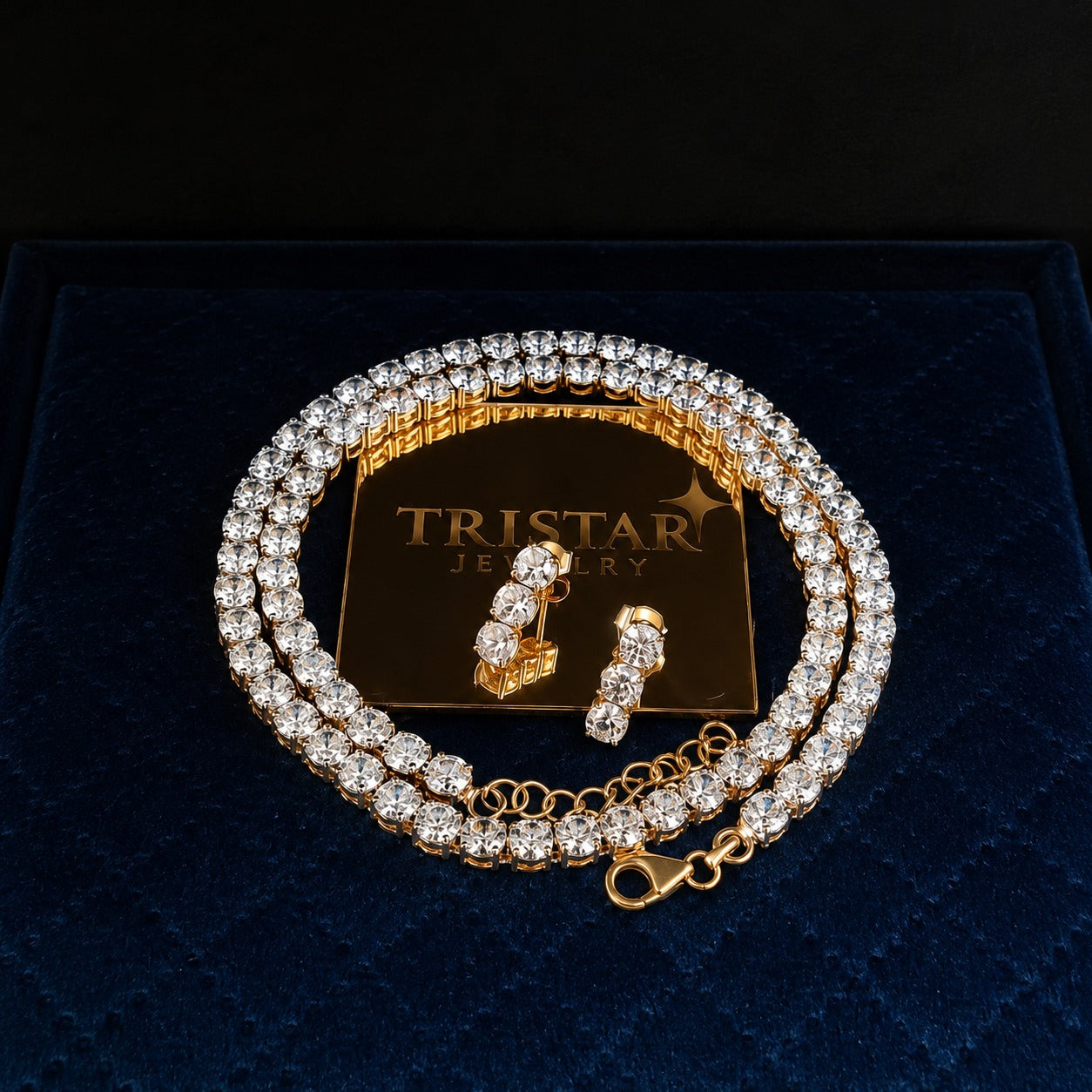 Tennis Necklace Earring Set