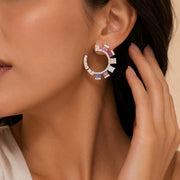 Multi Gemstone Hoop Earring