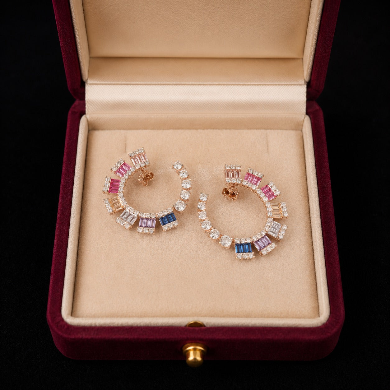 Multi Gemstone Hoop Earring